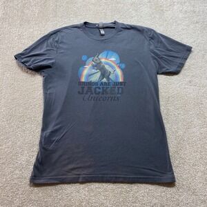 Next Level‎ Shirt Mens Large Rhino Unicorn Rainbow Funny Print Graphic Tee